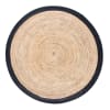 Round Woven Jute Mat with Black Border D180